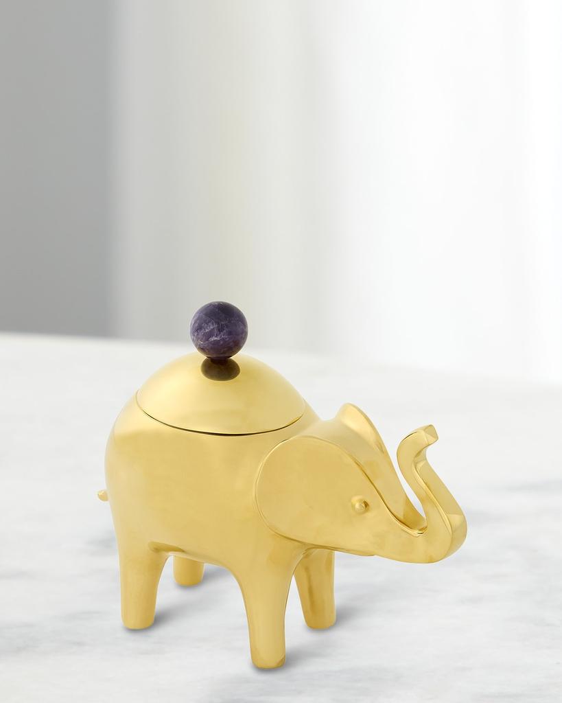 Jonathan Adler Brass Elephant Box with Amethyst Handle