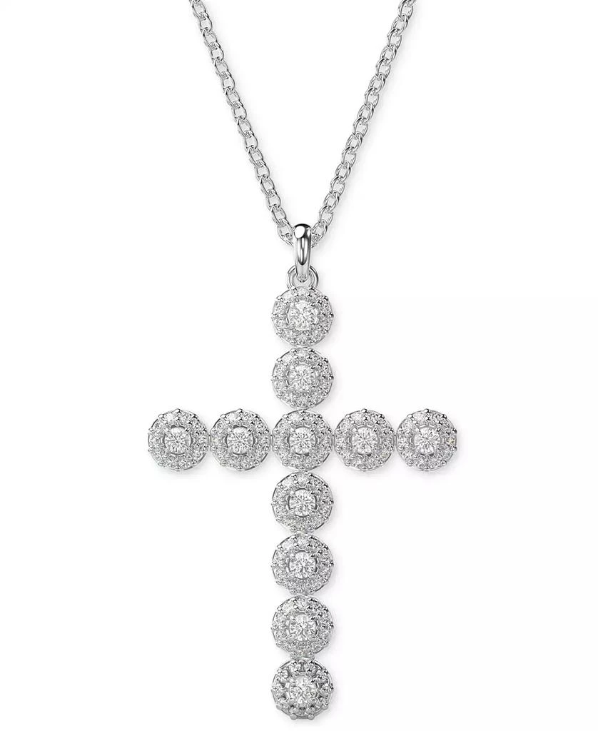 Swarovski Silver-Tone Insigne Crystal Cross Pendant Necklace, 15-3/4" + 2-3/4" extender 1