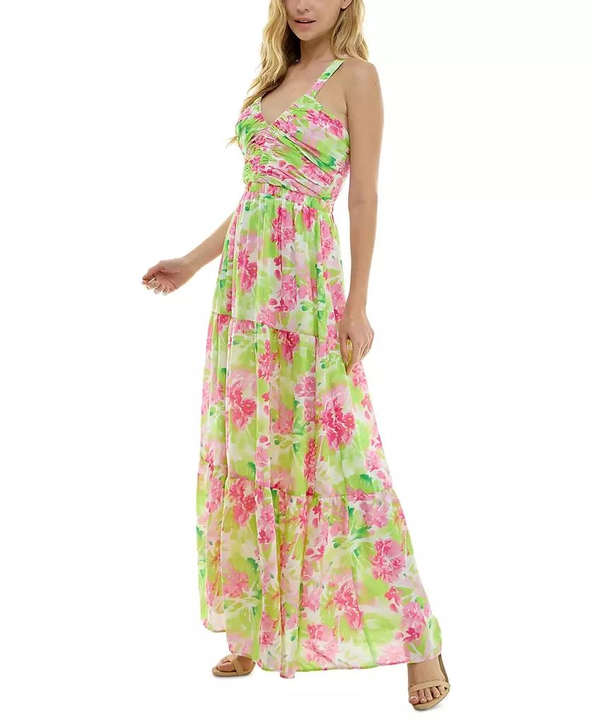 City Studios Juniors' Floral Print Sleeveless Tiered Maxi Dress 7