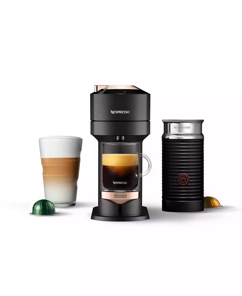 Nespresso Vertuo Next Premium Coffee and Espresso Machine by De'Longhi, Black Rose Gold with Aeroccino Milk Frother