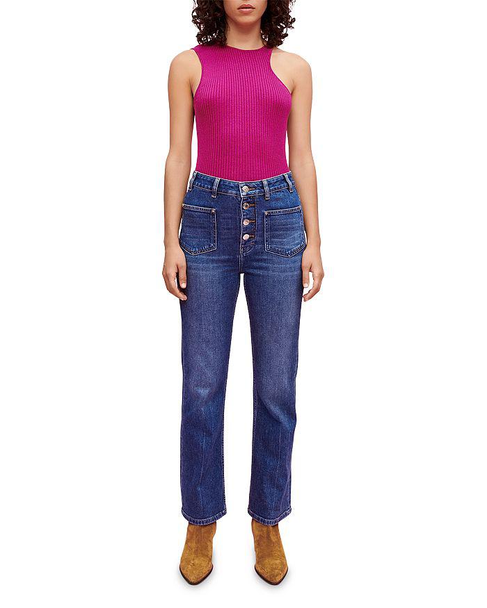 Maje Passiony High Rise Straight Jeans in Blue