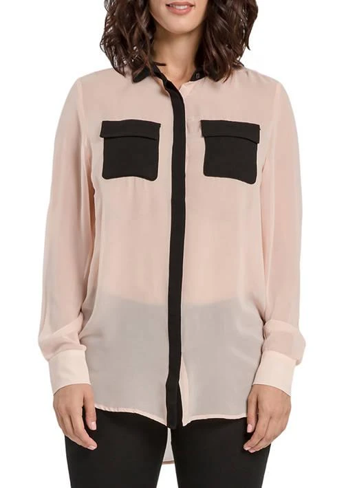Miss Halladay Halladay Chiffon Button Down Shirt 1
