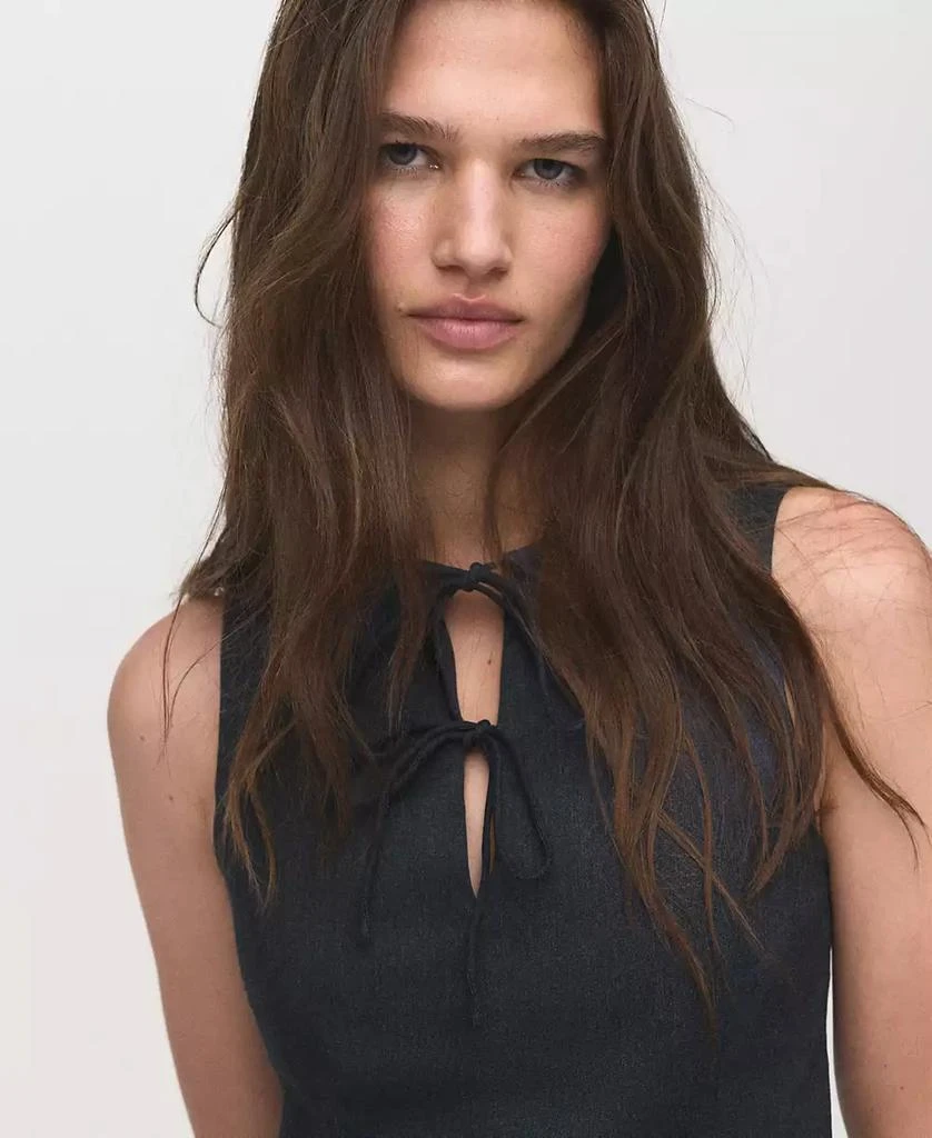 Mango Women's Denim Effect Tie Top 3