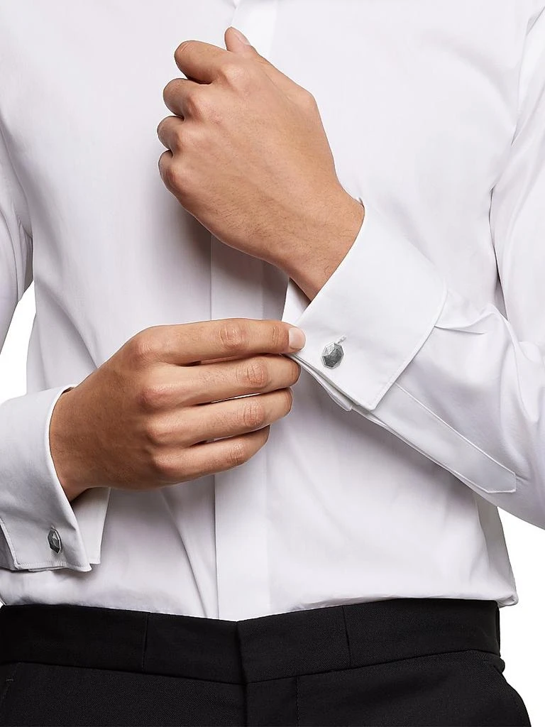 David Yurman Meteorite Faceted Round Cufflinks in Sterling Silver, 16MM 2