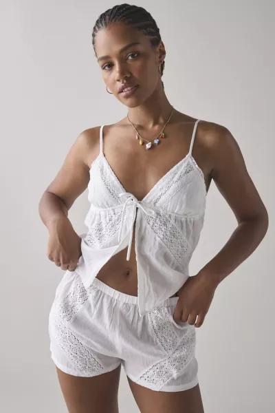 Out From Under Out From Under Virginia Lace-Trim Cotton Babydoll Cami + Micro Short Set