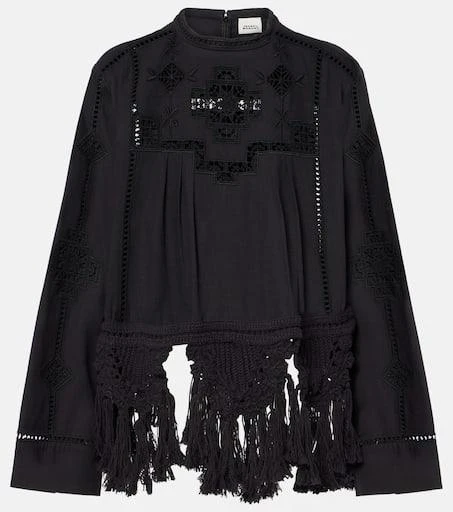 Isabel Marant Severine open-knit macramé cotton blouse 1