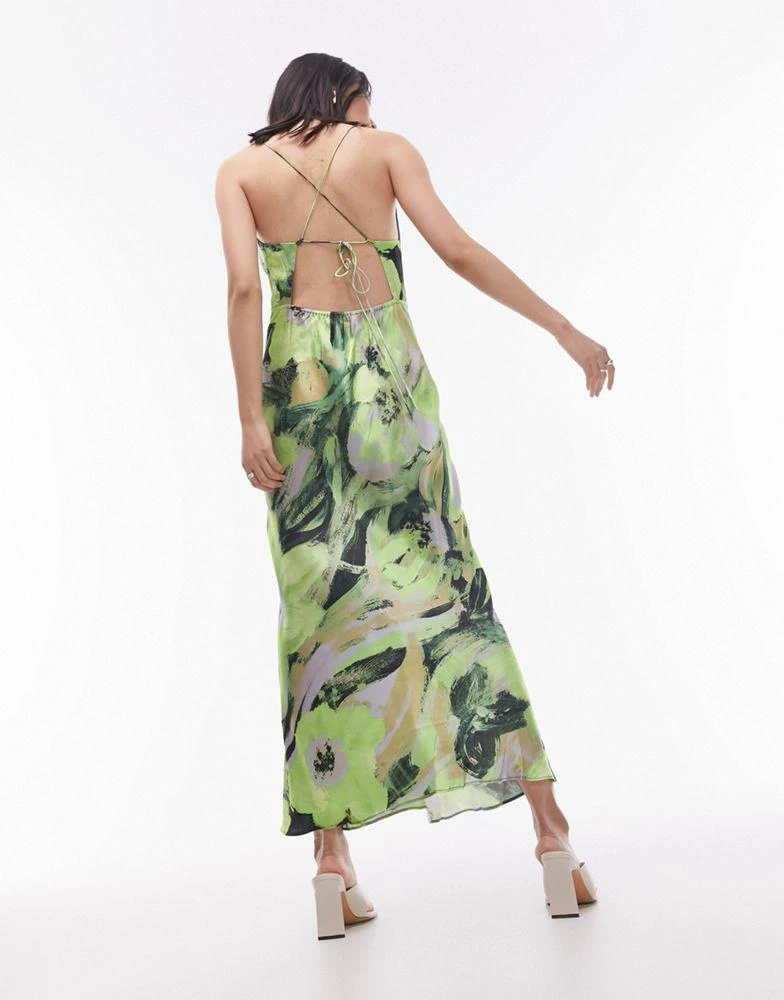 Topshop Topshop cami slip midi dress in green floral print 3
