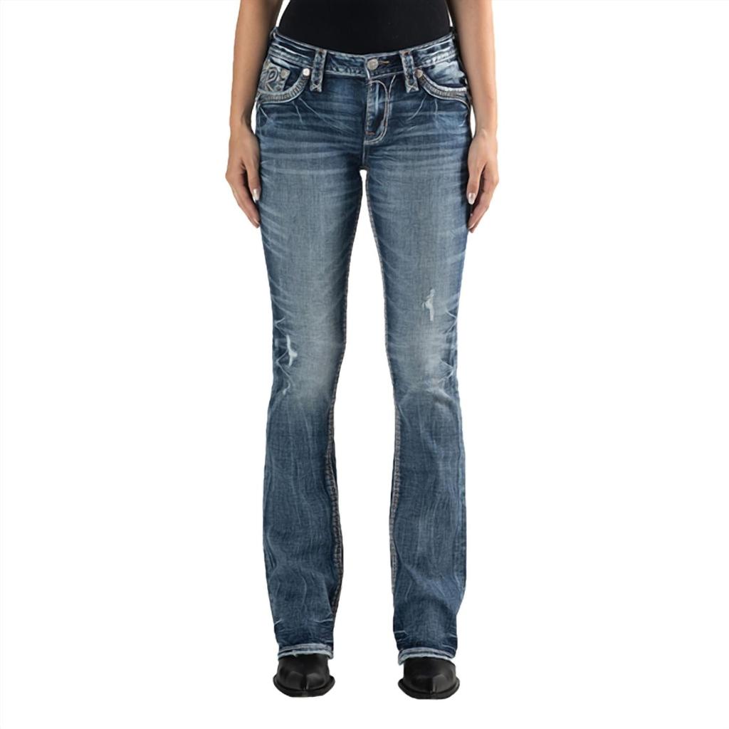 Rock Revival Rock Revival - Stephano Faux Flap Boot Cut Distressed Jean - "34 Inseam