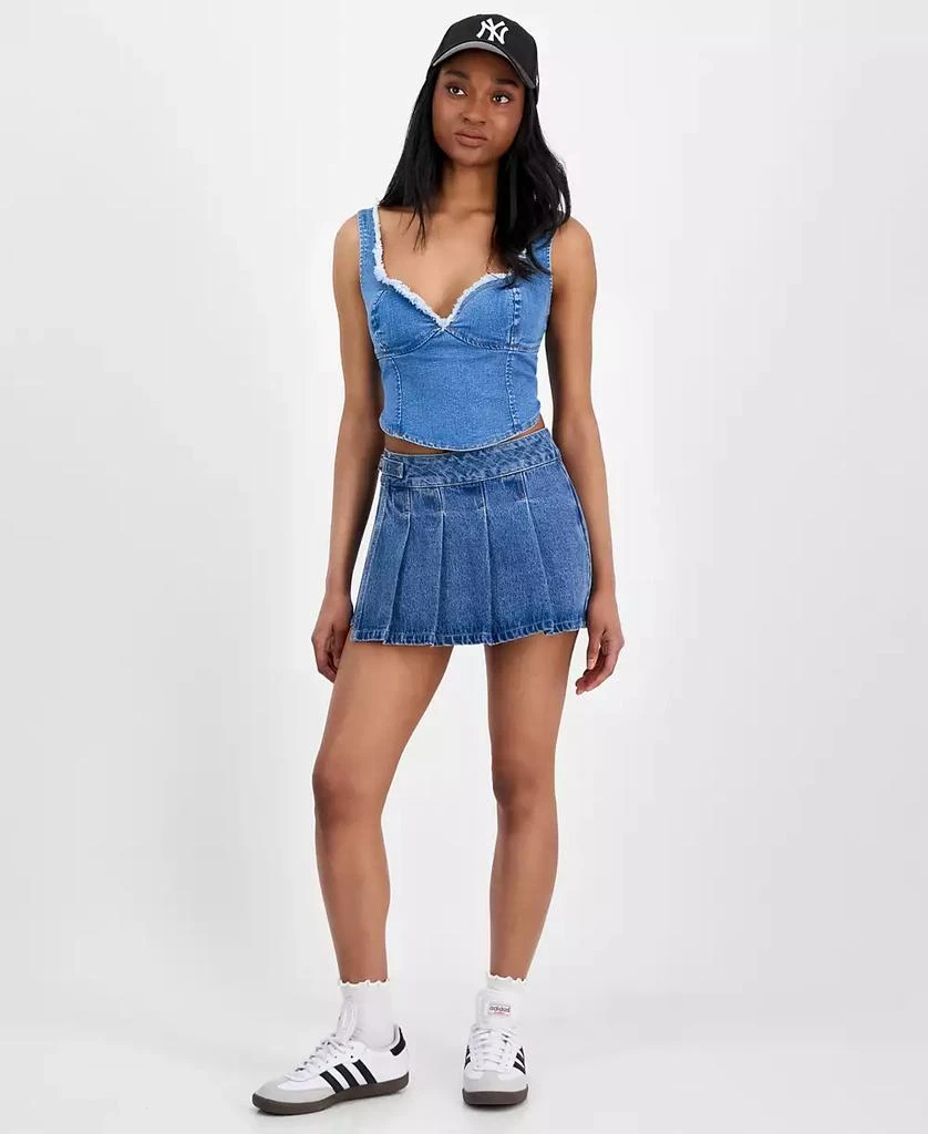 Indigo Rein Juniors' Cheerleader Pleated Front Denim Skort 1
