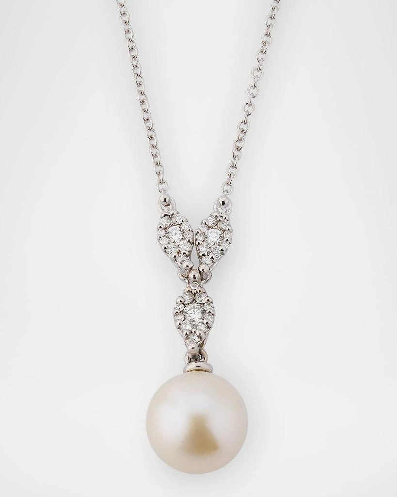 Utopia 18K White Gold My Song Diamond and Freshwater Pearl Pendant Necklace