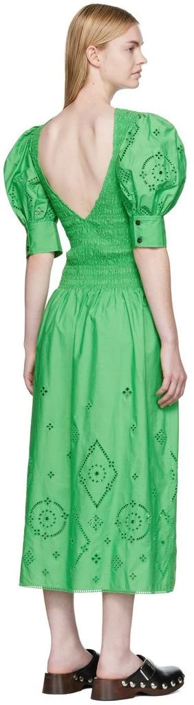 Ganni Green Broderie Anglaise Midi Dress 3