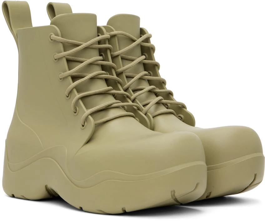 Bottega Veneta Khaki Puddle Lace-Up Boots 4