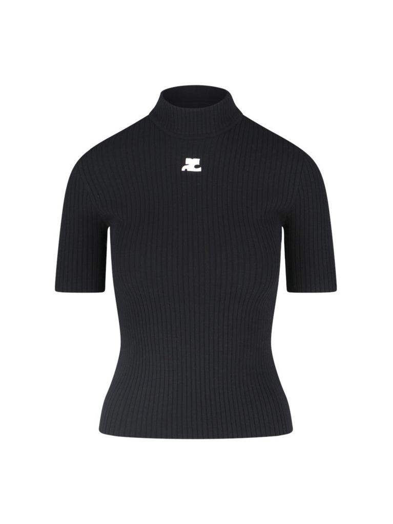 Courrèges Reedition" Ribbed Top – Black