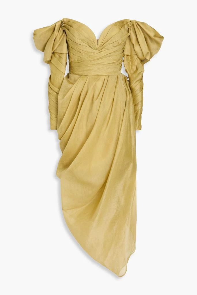Zimmermann Off-the-shoulder draped linen and silk-blend gauze maxi dress 1