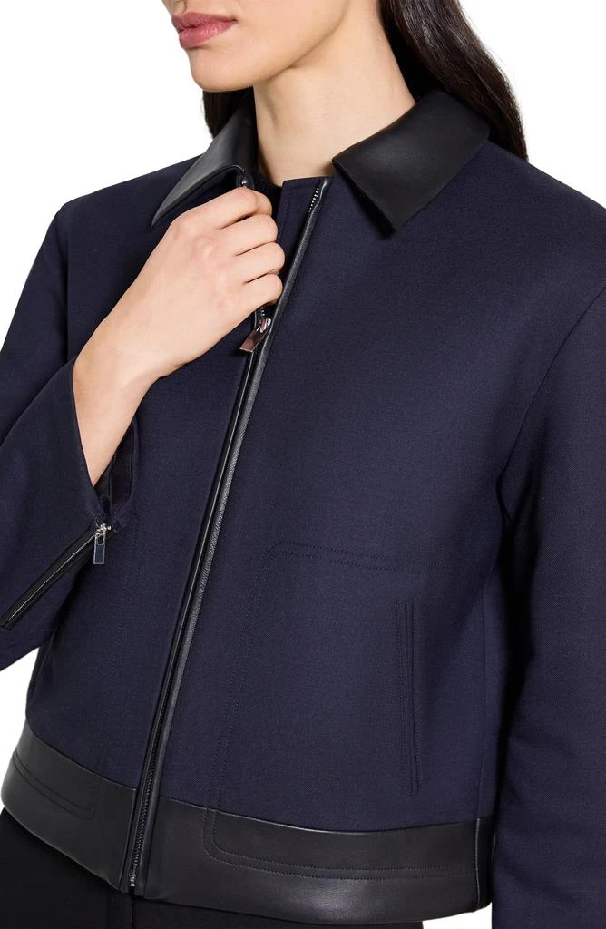 Theory Boxy Crop Jacket with Leather Trim 7