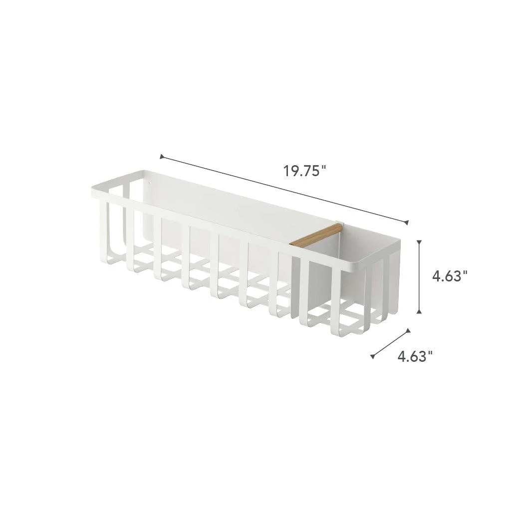 Yamazaki Home Magnetic Storage Basket, Steel + Wood, Magnetic, Sliding Divider, No Assembly 6