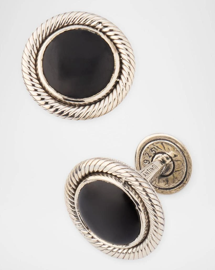 Konstantino Men's Kavos Sterling Silver Black Onyx Cufflinks 1