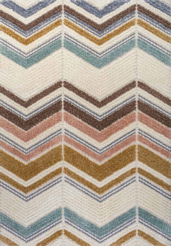 JONATHAN Y Elin Chevron High-Low Multi/Cream Area Rug