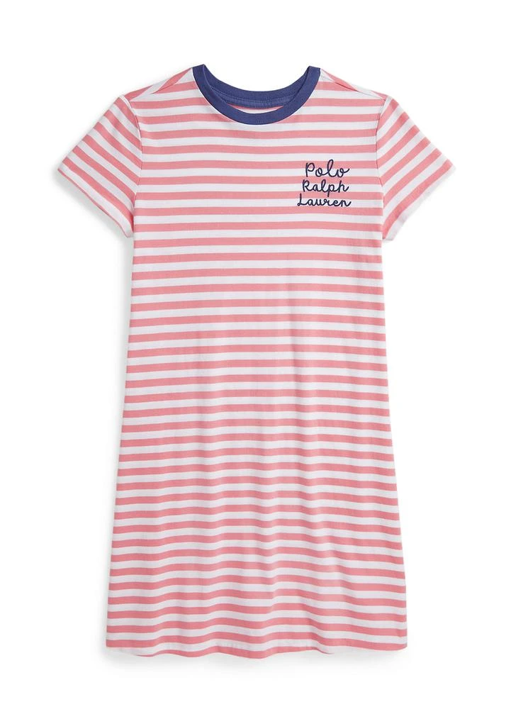Ralph Lauren Girls 7-16 Striped Logo Cotton Jersey Dress