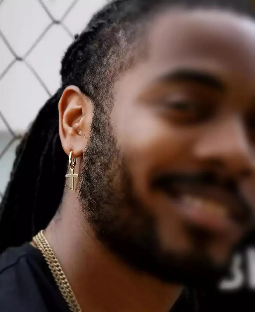 Rhona Sutton Men
s Classic Cross Hoop Earrings in Sterling Silver 7