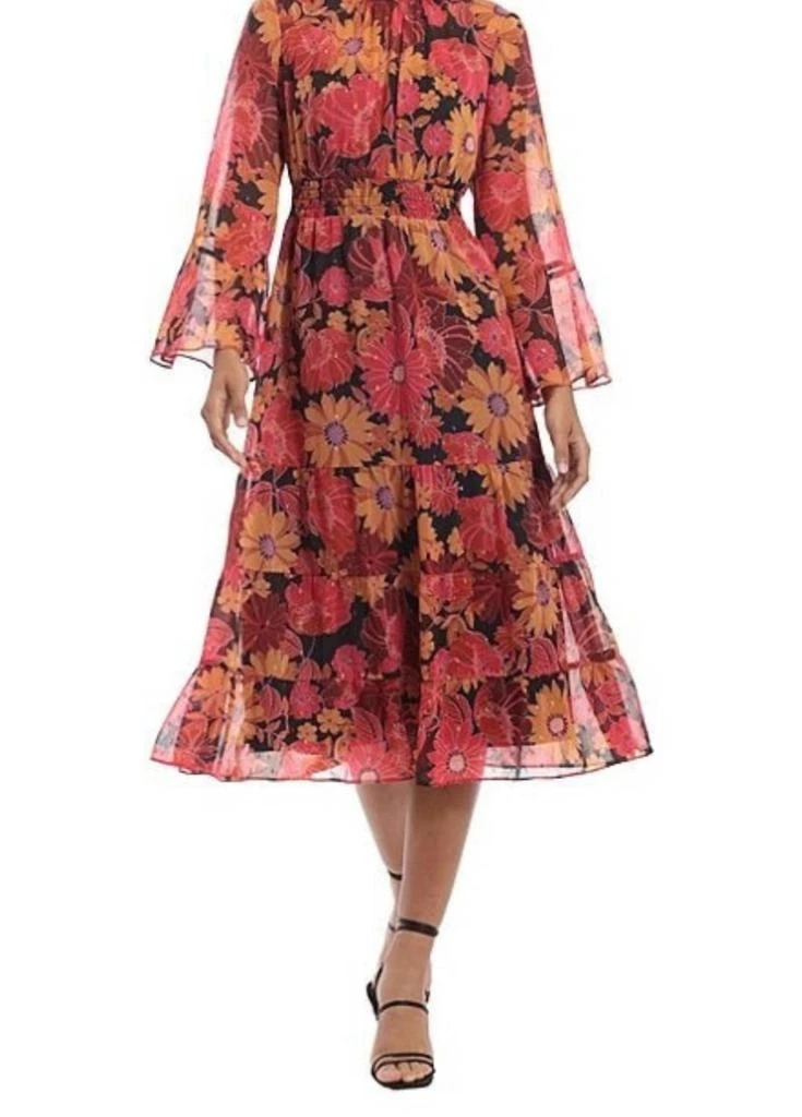 Donna Morgan - Floral Mock Neck Tiered Ruffle A-line Midi Dress  On Sale  Now with Up to 38% Off | Discover Exclusive Deals & Savings at BeyondStyle   Authentic Donna Morgan