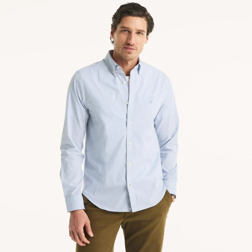 Nautica Mens Slim Fit Wrinkle-Resistant Striped Shirt