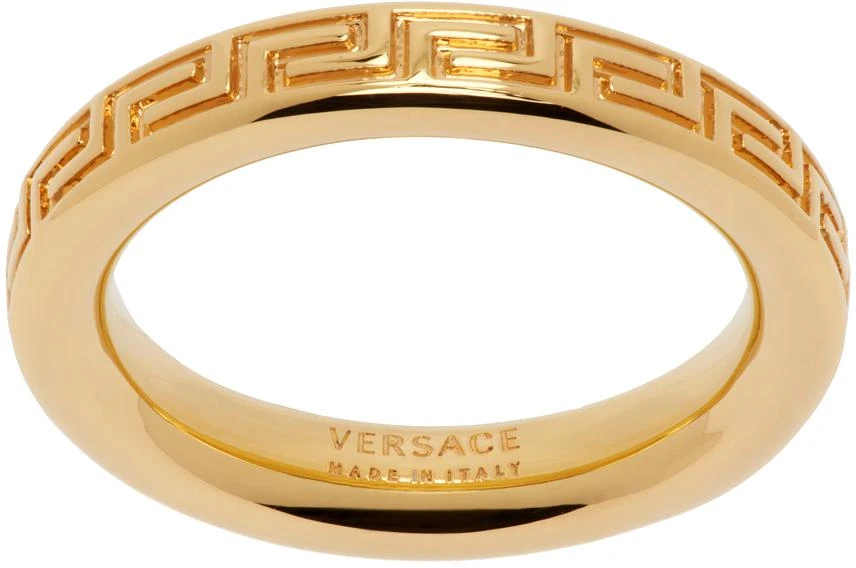 Versace Gold Engraved Greek Key Ring 1