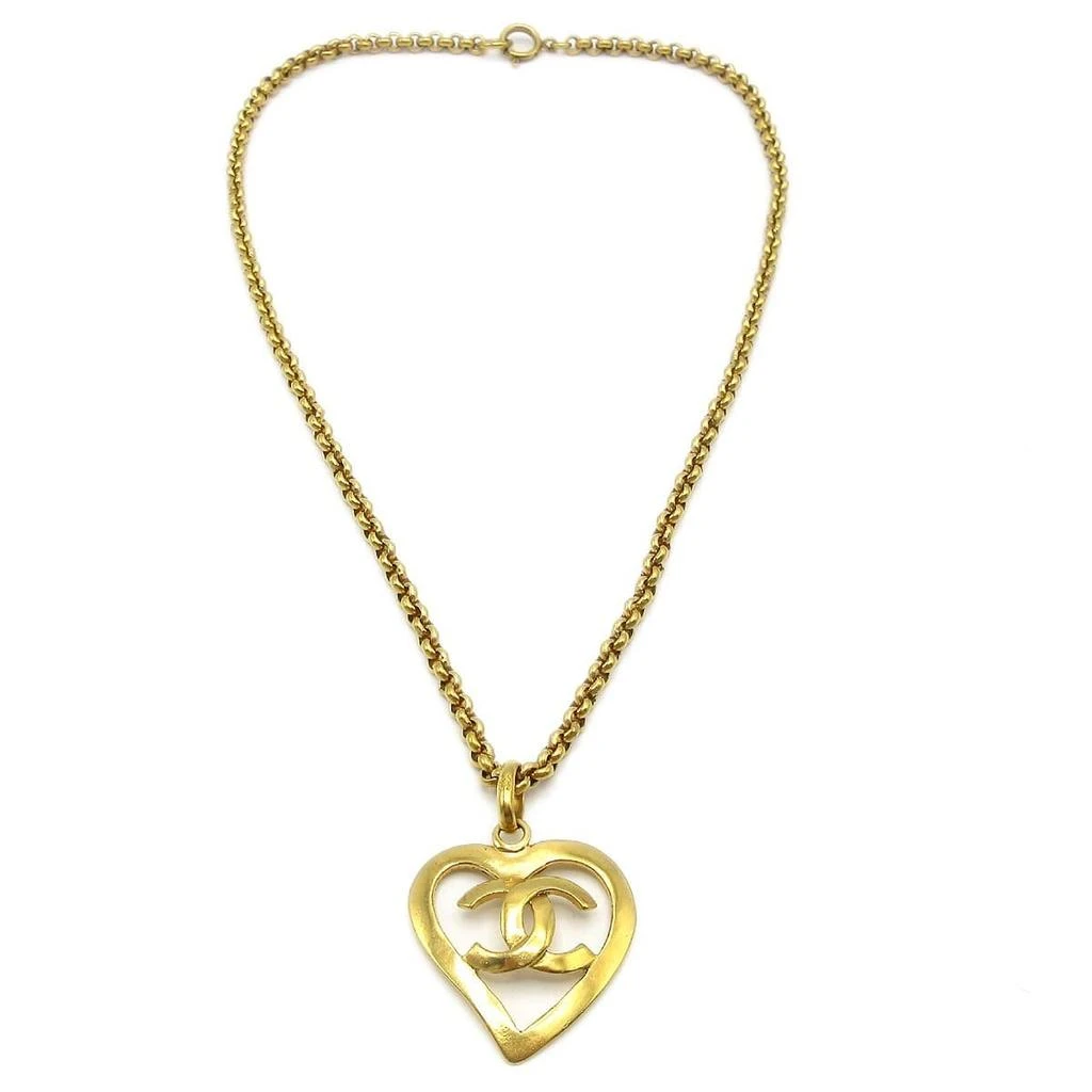 Chanel Cc Heart Pendant Metal _Plated Necklace Jewelry (Pre-Owned)
