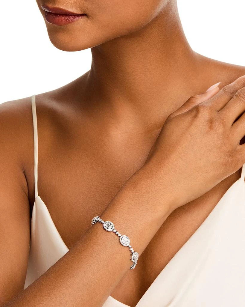 Bloomingdale
s Fine Collection Diamond Round
Baguette Halo Mosaic Tennis Bracelet in 14k White Gold, 4.0 tcw 2