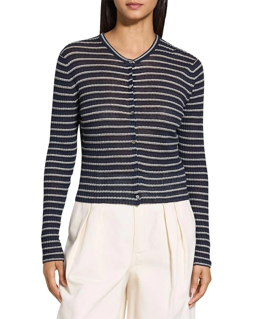 Theory Cropped Cardigan in Linen-Blend 1