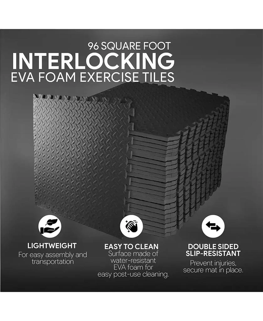 BalanceFrom Fitness 96 Sq Ft Interlocking Exercise Mat Tiles, Black (2 Pack) 9