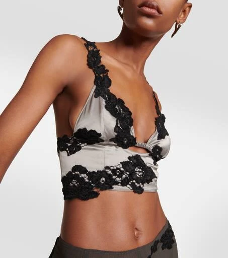 Acne Studios Lace-trimmed satin bralette 4