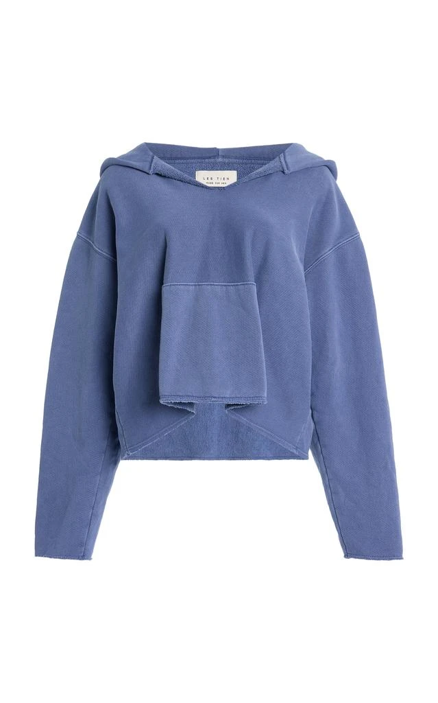 Les Tien Les Tien - Rachel Raw-Edge Cotton Cropped Hoodie - Blue - XS - Moda Operandi 1