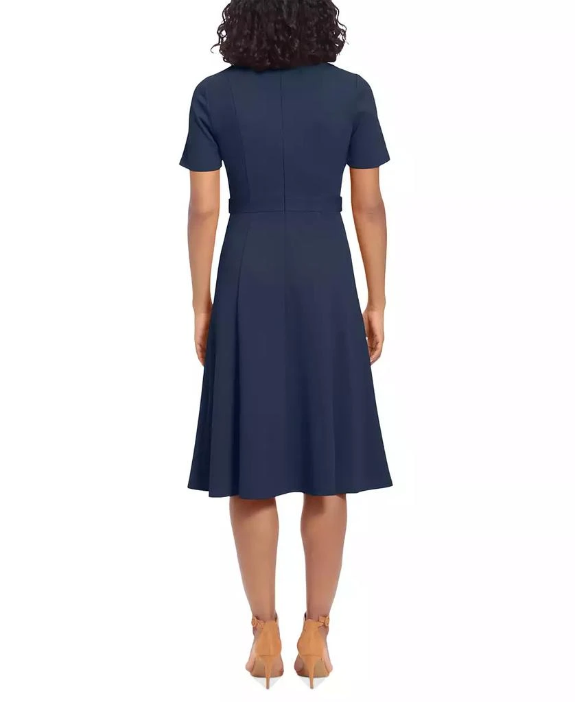 London Times Petite Fit & Flare Scuba Crepe Midi Dress 2