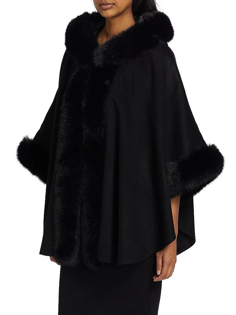 Sofia Cashmere Whipstitch Faux-Fur Hooded Cape 4
