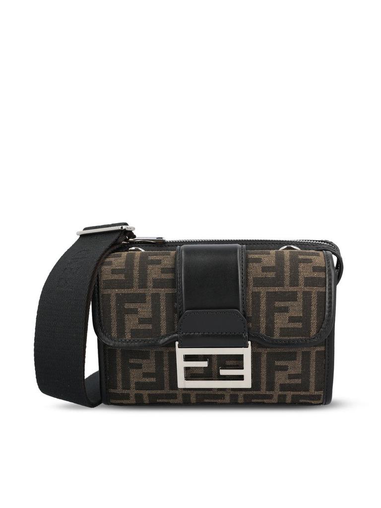 Fendi BAGUETTE DOUBLE IN BROWN JACQUARD FF - Shoulder Bags