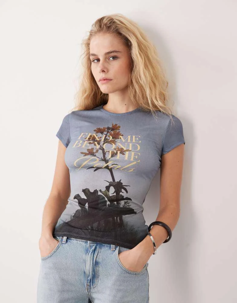 ASOS ASOS DESIGN short sleeve baby top in blue with graphic