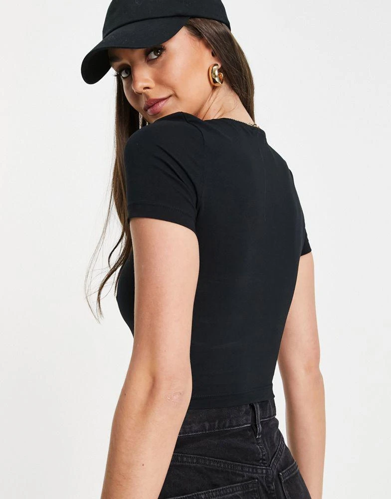 ASOS Tall ASOS DESIGN Tall fitted crop t-shirt in black 2