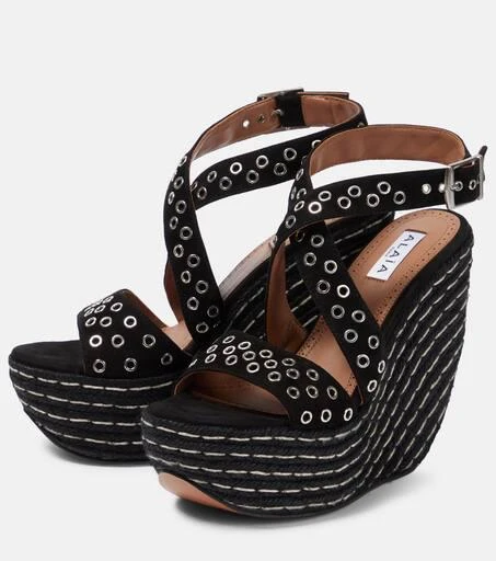 Alaïa Embellished suede wedge sandals 5