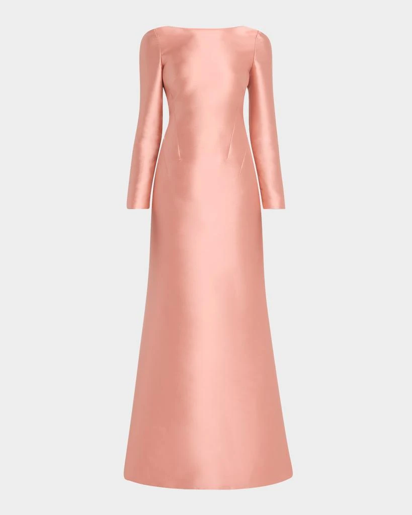 Alberta Ferretti Long-Sleeve Back-Tie Mikado Gown 1