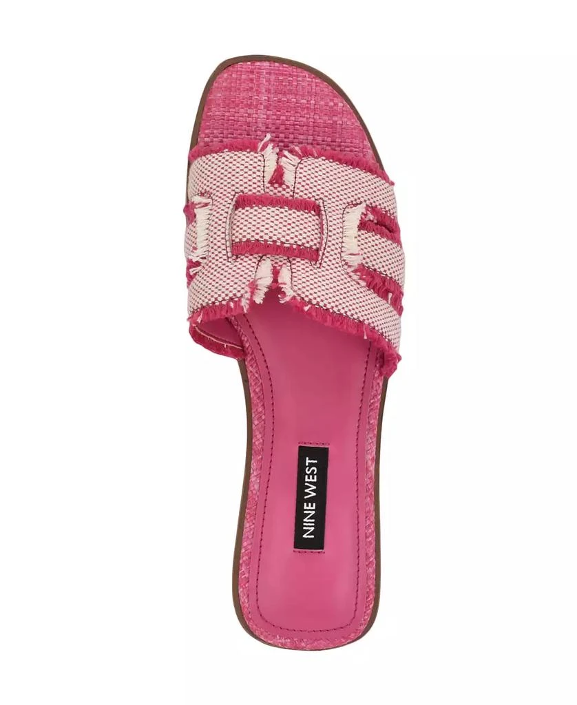 Nine West Women's Germanny Frayed Flat Slide Sandals 4