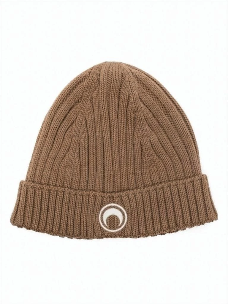 MARINE SERRE Ribbed Wool Beanie With Crescent Moon Emblem  display picture 1