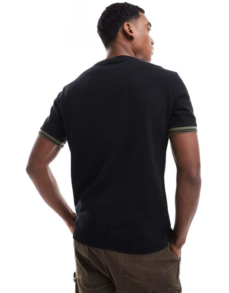 Barbour Barbour International Spencer textured tipped t-shirt in black 4