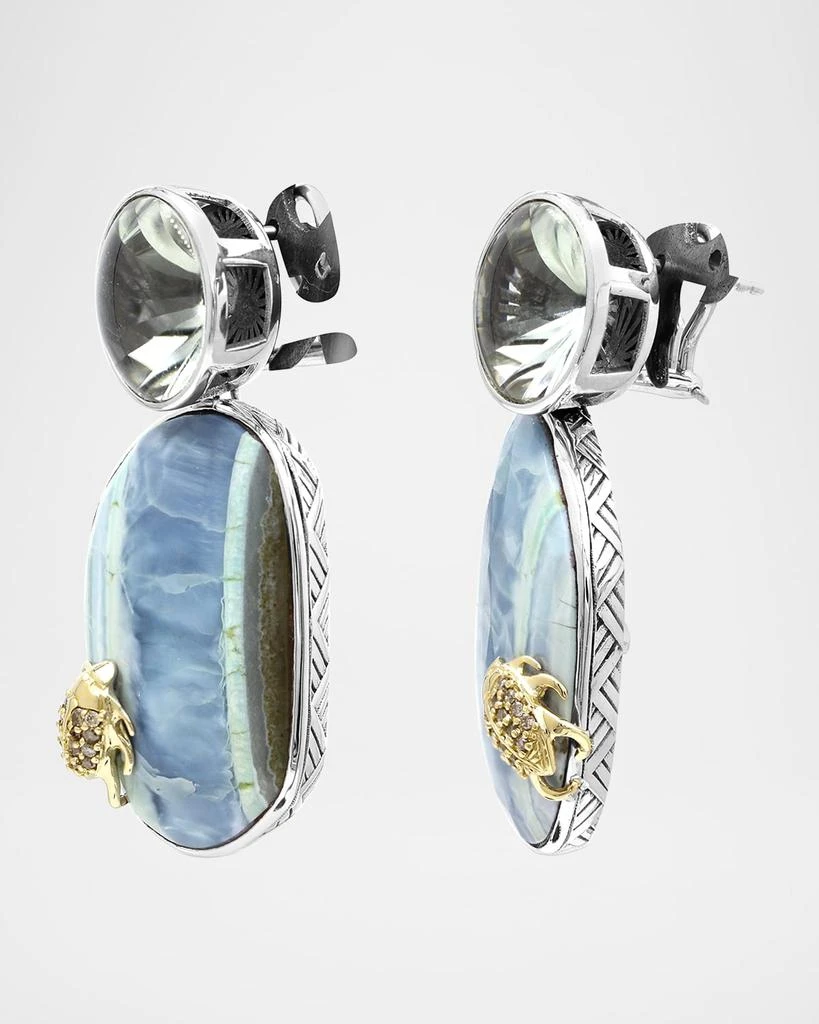 Stephen Dweck Green Amethyst and Faceted African Blue Opal Earrings 2