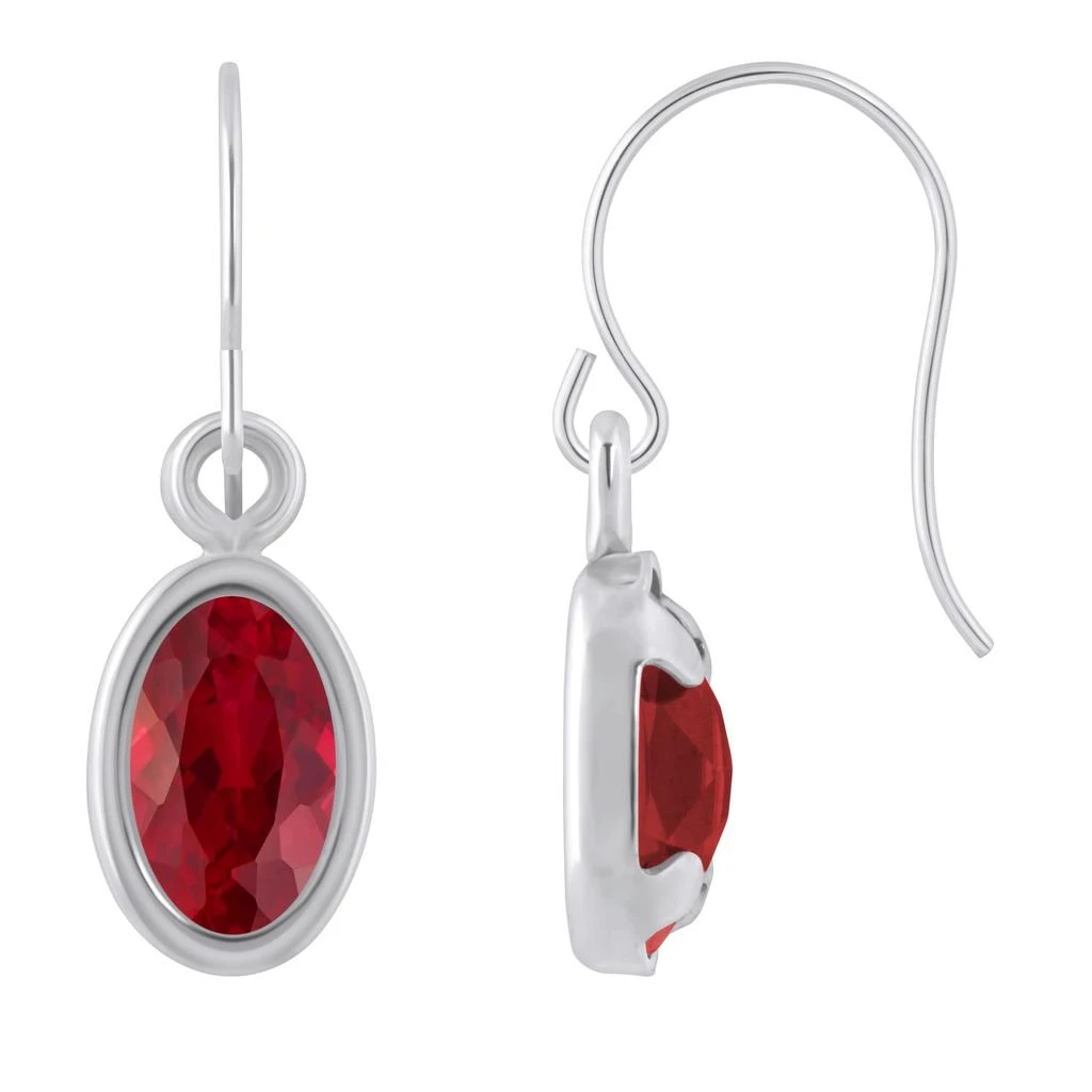 Glistening Jewels 10K Gold 6x4mm Oval Created Ruby Drop Earrings