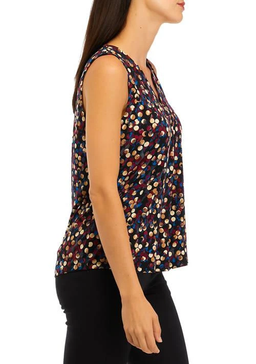 Anne Klein Klein Womens Sleeveless Printed Pleat Front Top 3