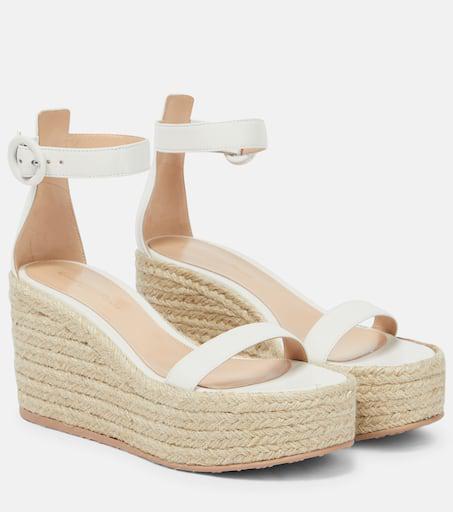 Gianvito Rossi Portofino leather espadrille wedges - Wedge Sandals - Free  Shipping - BeyondStyle