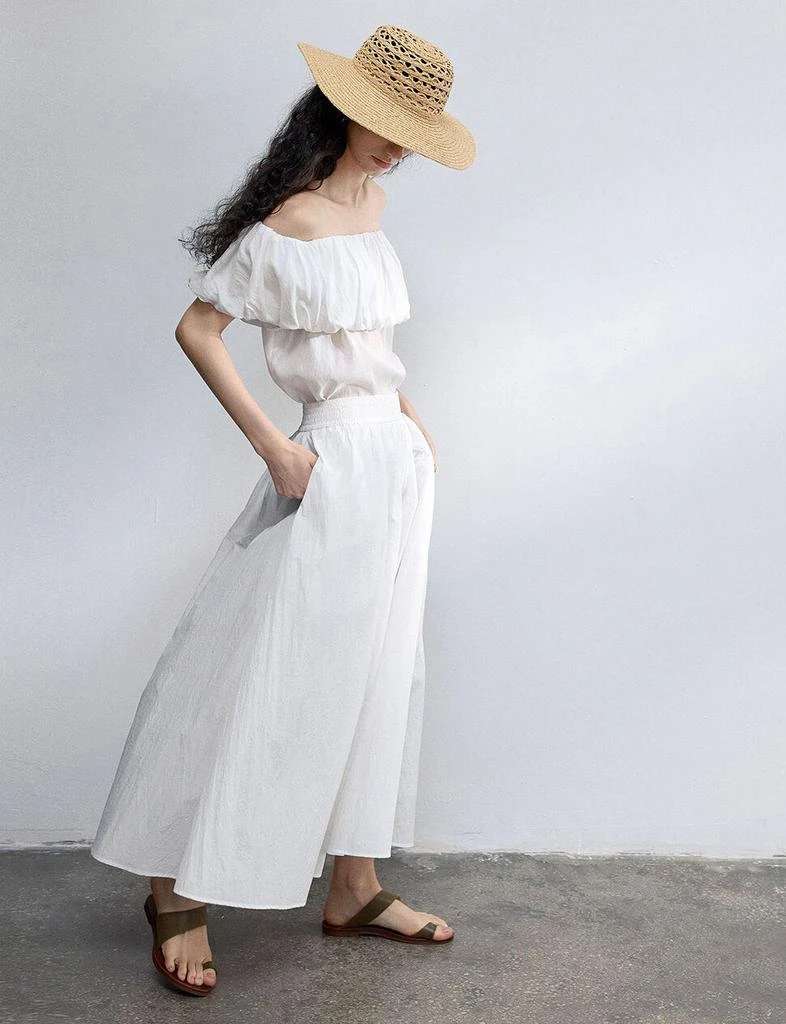 Pixie Market White Off-the-Shoulder Scrunchie Top-PREORDER 10