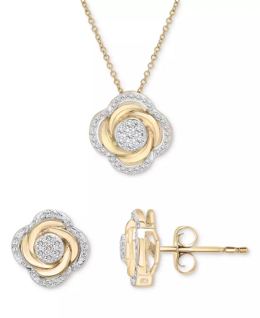 Macy's 2-Pc. Set Diamond Pendant Necklace & Earrings (1/2 ct. t.w.) in 14k Gold-Plated Sterling Silver, Exclusively at Macy's 1