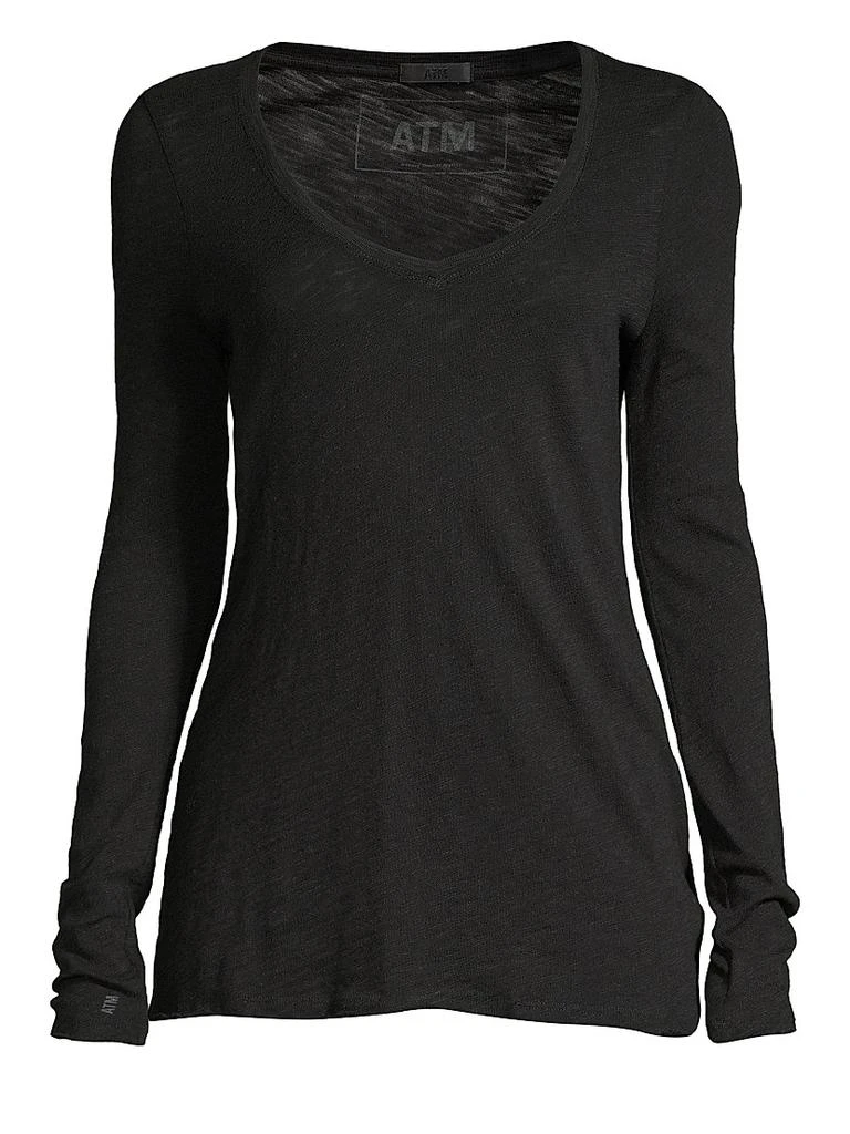 ATM Anthony Thomas Melillo Long-Sleeve V-Neck Slub Tee 1
